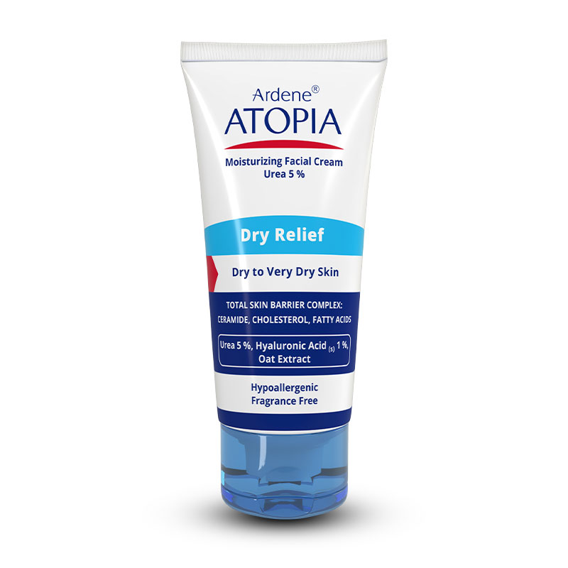 کرم مرطوب کننده قوی پوست صورت حاوی 5% اوره درای ریلیف آردن  ARDENE ATOPIA DRY RELIEF MOISTURIZING FACIAL CREAM